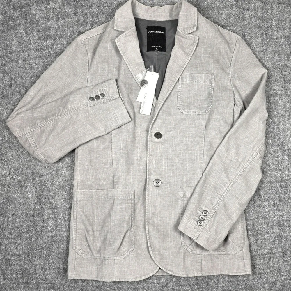 Calvin Klein Blazer Mens M 42R Grey‎ Cotton Blend NWT Sport Coat Professional